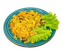 Постный плов с грибами и кабачками