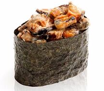 Острые суши мидии