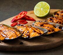 Запеченные мидии острые