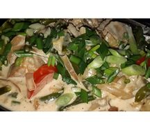 Требуха жареная с овощами в сливочно горчичном соусе