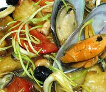 Морской язык с морепродуктами