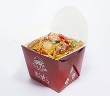 Вок №12 Яичная лапша с цыпленком и шампиньонами в соусе терияки