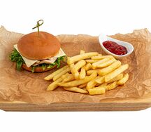 Мини-бургеры с куриным филе и картошечкой фри