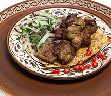 Шашлык из печени, сердца, почки говядины