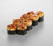 Запеченный ролл с лососем терияки