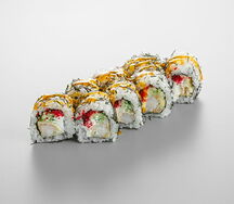 Ролл с креветкой темпура и соусом манго-чили