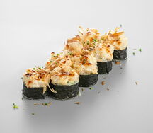 Запеченный ролл с креветкой и гребешком