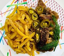 Джиз-быз из баранины с картофелем фри