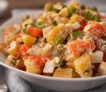 Оливье с копченой курицей