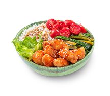 Донбури с курицей криспи под соусом тай