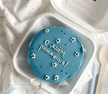 Бенто-торт голубой с цветочками