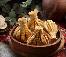 Хинкали жареные из курицы с грибами