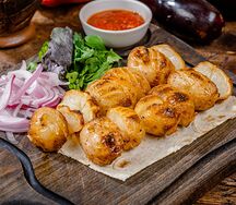 Шашлык из молодого картофеля с курдюком