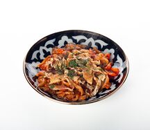 Жареный лагман из курицы с домашней лапшой
