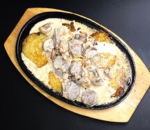 Драники с домашней колбаской и грибочками