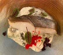 Стейк из палтуса с овощами в Сливочном соусе