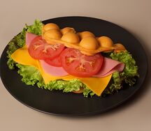 Вафля с сыром и ветчиной