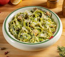 Паста с лососем и шпинатом