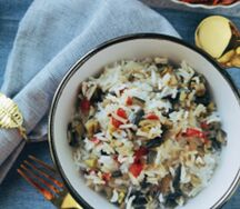 Рис отварной с овощами рататуй