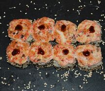 Запеченный с копченной курицей