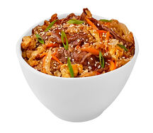 Рис с говядиной и яйцом