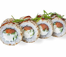 Копченый лосось в кунжуте