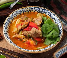 Лагман из телятины с домашней лапшой