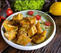 Тёплый салат с хрустящими баклажанами 