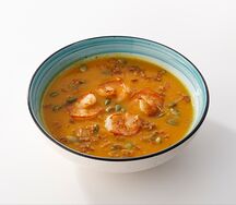 Тыквенный крем-суп с тигровыми креветками 