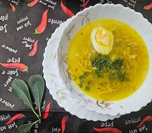 Куриный суп-лапша с яйцом