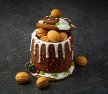 Пряничное лукошко с орешками с вареной сгущенкой
