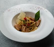 Лингвини с лососем