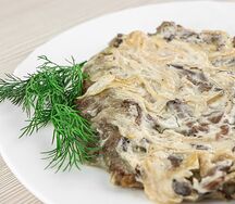 Печень с грибами