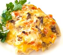 Филе куриное с помидорами и грибами