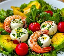 Салат с тигровыми креветками и авокадо