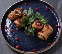 Рулетики из баклажанов с грецким орехом