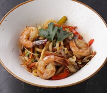 Удон с креветками