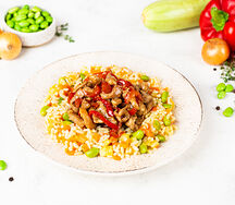 Свинина в соусе Терияки с овощами и рисом