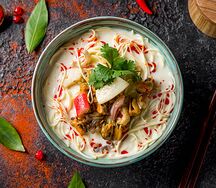 Сливочный суп с уткой по-пекински