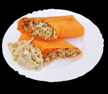 Шаурма в сырном лаваше с грибами