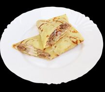 Блины с индейкой, запечённым ананасом и сыром