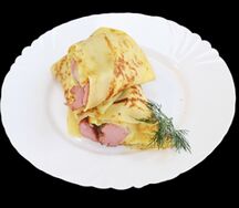 Блины с ветчиной, сыром и яйцом