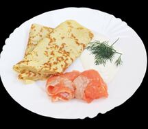 Блины с семгой и сыром