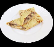 Блины с мясом утки, запеченным черносливом и сыром