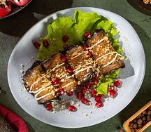 Рулетики из баклажанов с орехами