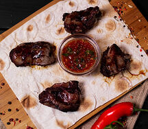 Шашлык из бараньей печени с курдюком