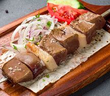 Шашлык из печени с курдюком
