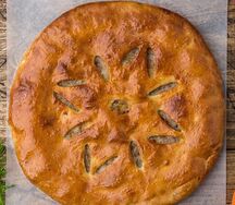 Пирог осетинский с курицей и грибами