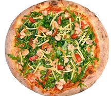 Пицца с креветками и рукколой