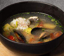 Черноморская уха из амура, судака и горной форели